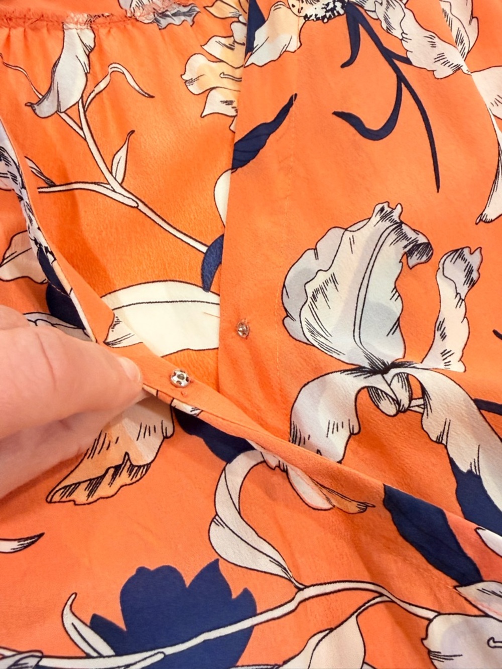 Yumi Kim Silk Wrap Dress Coral Floral | Size M | Tie Waist Mini - Picture 9 of 14